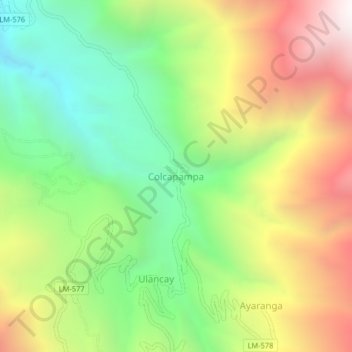 Topografische Karte Colcapampa, Höhe, Relief
