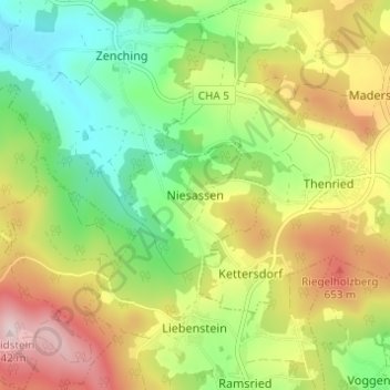Topografische Karte Niesassen, Höhe, Relief