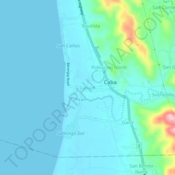Topografische Karte Las-ud, Höhe, Relief