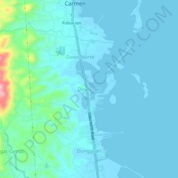Topografische Karte Dawis Sur, Höhe, Relief
