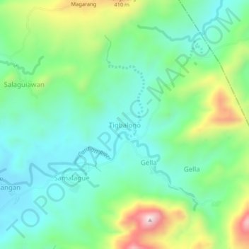 Topografische Karte Tigbalogo, Höhe, Relief