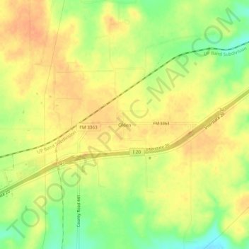 Topografische Karte Olden, Höhe, Relief