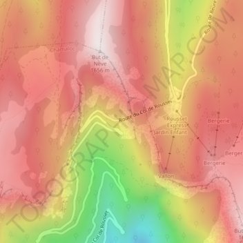Topografische Karte Point de Vue du Col du Rousset, Höhe, Relief