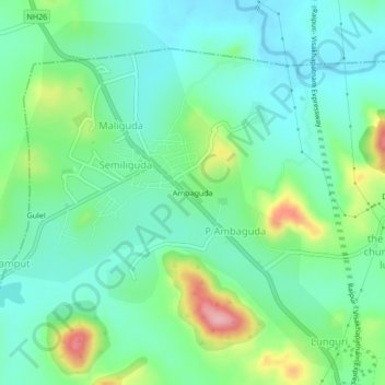 Topografische Karte Ambaguda, Höhe, Relief