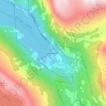 Topografische Karte Geiranger, Höhe, Relief