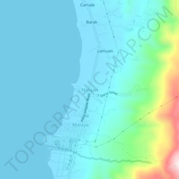 Topografische Karte Niogan, Höhe, Relief