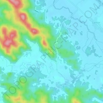 Topografische Karte Santiago, Höhe, Relief