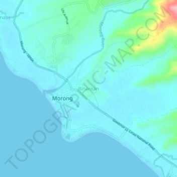 Topografische Karte Binaritan, Höhe, Relief