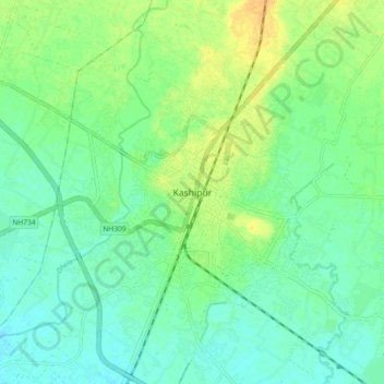 Topografische Karte Kashipur, Höhe, Relief