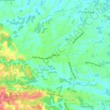 Topografische Karte Vallerat, Höhe, Relief