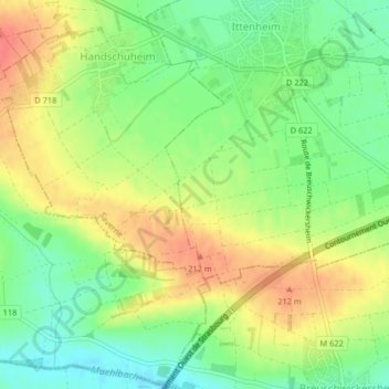Topografische Karte Rohracker, Höhe, Relief