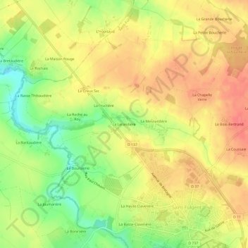 Topografische Karte La Lerandière, Höhe, Relief