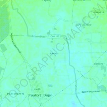 Topografische Karte Pawas, Höhe, Relief