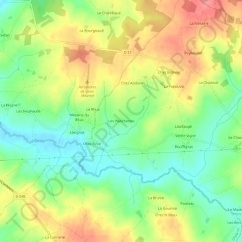 Topografische Karte Les Planchettes, Höhe, Relief