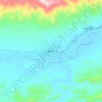 Topografische Karte Siquisique, Höhe, Relief