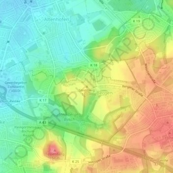 Topografische Karte Stemberg, Höhe, Relief