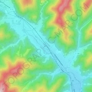 Topografische Karte Gehren, Höhe, Relief