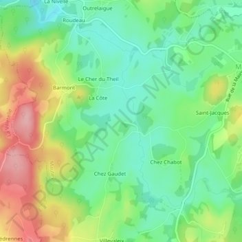 Topografische Karte Bagnole, Höhe, Relief