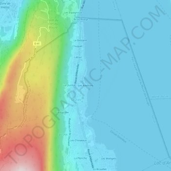 Topografische Karte Les Avollions, Höhe, Relief