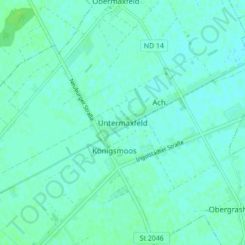 Topografische Karte Untermaxfeld, Höhe, Relief