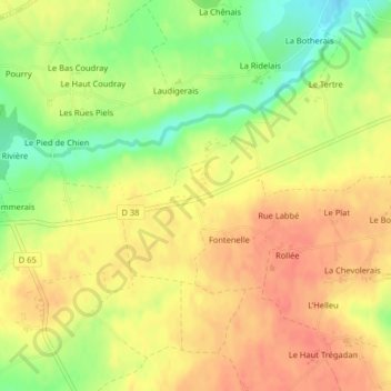 Topografische Karte Catillan, Höhe, Relief