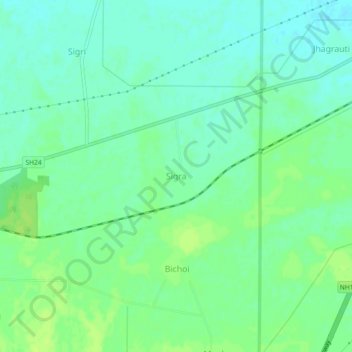 Topografische Karte Sigra, Höhe, Relief