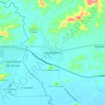 Topografische Karte Apartaderos, Höhe, Relief