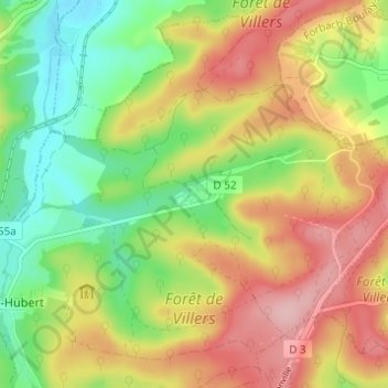 Topografische Karte Villers-Bettnach, Höhe, Relief