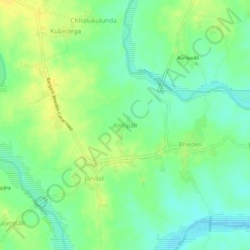 Topografische Karte Amlipali, Höhe, Relief