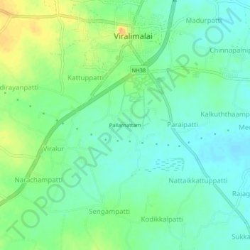 Topografische Karte Pallarnattam, Höhe, Relief