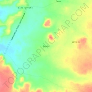 Topografische Karte Regalia, Höhe, Relief