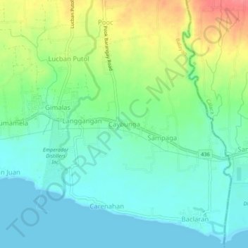 Topografische Karte Caybunga, Höhe, Relief
