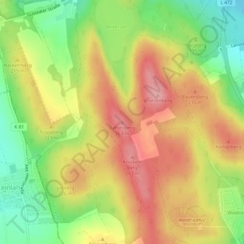 Topografische Karte Dahlenberg, Höhe, Relief