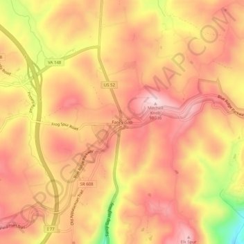 Topografische Karte Fancy Gap, Höhe, Relief