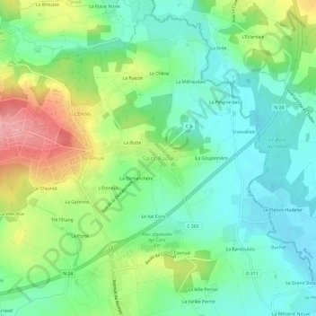 Topografische Karte Saint-Raoul, Höhe, Relief