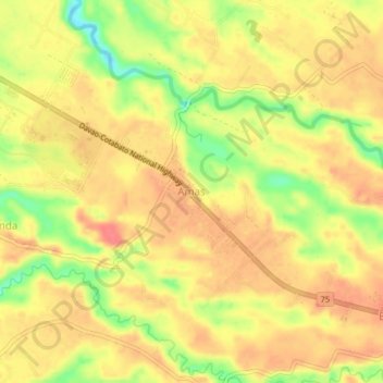 Topografische Karte Amas, Höhe, Relief