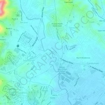 Topografische Karte Canduman Bridge, Höhe, Relief