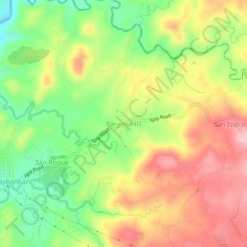 Topografische Karte Paradise III, Höhe, Relief