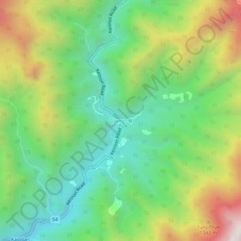 Topografische Karte Camp 4, Höhe, Relief