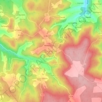 Topografische Karte Chante Alouette, Höhe, Relief