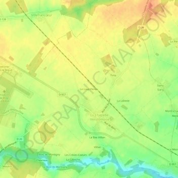 Topografische Karte Le Loup Pendu, Höhe, Relief