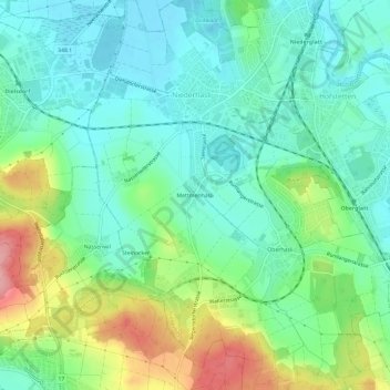 Topografische Karte Mettmenhasli, Höhe, Relief