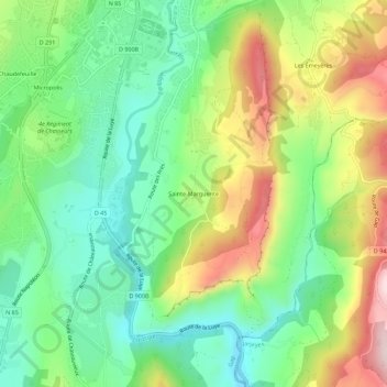 Topografische Karte Sainte-Marguerite, Höhe, Relief