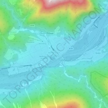 Topografische Karte Weißenbach am Lech, Höhe, Relief