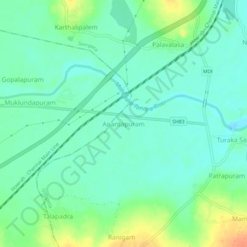 Topografische Karte Anantapuram, Höhe, Relief