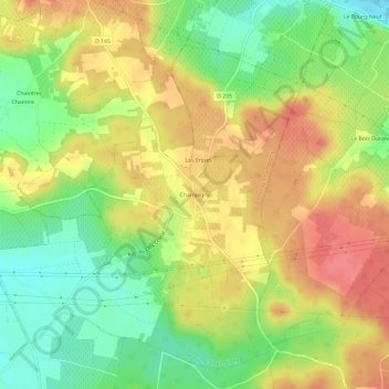 Topografische Karte Champigny, Höhe, Relief
