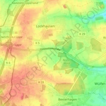 Topografische Karte Steinheide, Höhe, Relief