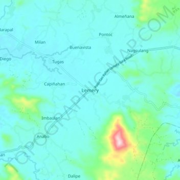 Topografische Karte Lemery, Höhe, Relief