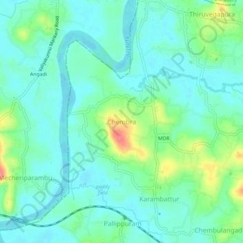 Topografische Karte Chembra, Höhe, Relief