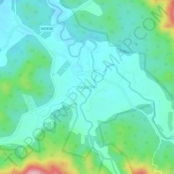 Topografische Karte Neturlim, Höhe, Relief